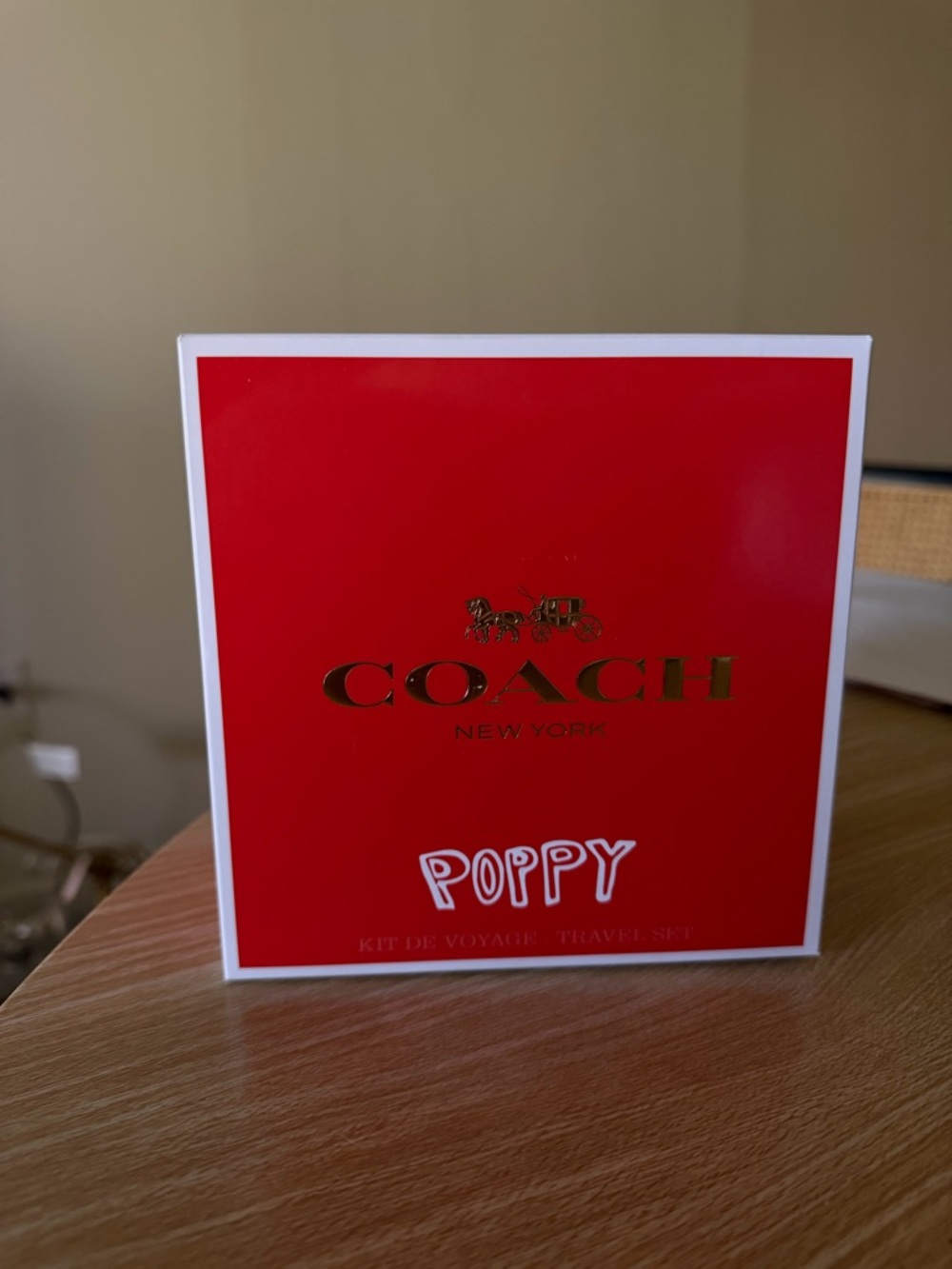 Coach Poppy Travel Set in Bright Red with Gold Logo